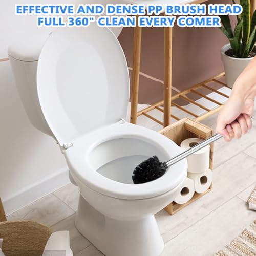 2 Stück WC-Bürste, Toilettenbürste mit Edelstahlstiel, Klobürste Schwarz für Badezimmer, Toilette, Ergonomisch, Elegant, Langlebig