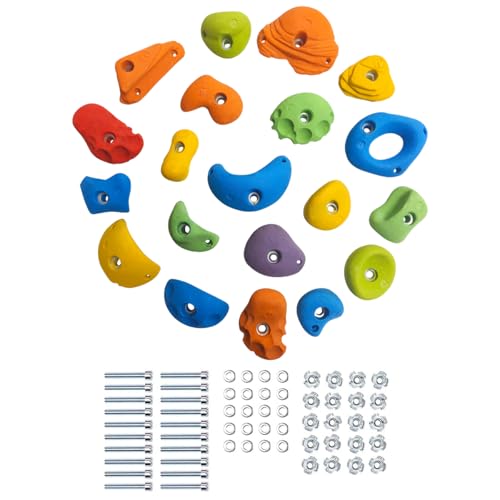 Image of Hop N Play 20 Pcs Adventure Wall Climbing, Rock Climbing Holds for Kids and Adult, Indoor and Outdoor Play Set Use (Multicolour) with Installation Kit, Wall Climber for Kids, Loading Capacity 200 Kgs
