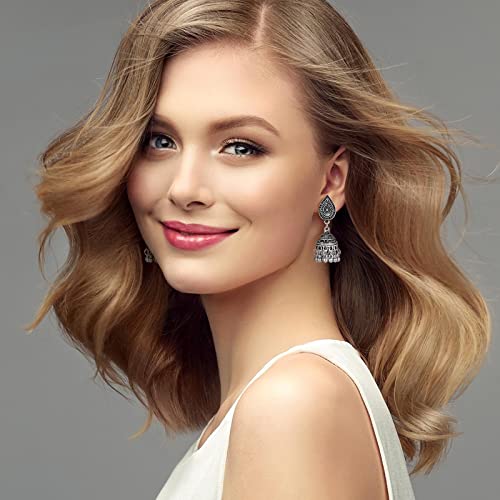 Glenmal 8 Pairs Jhumka Indian Earrings Metal Bohemian Chandelier Dangle Earring for Women Girls4