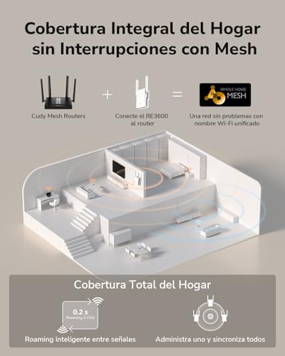 Cudy BE3600 - Amplificador de señal repetidor Wi-Fi 7 de doble banda con puerto Gigabit Ethernet, punto de acceso, configuración de aplicación, malla y soporte de aplicación, RE3600 - imagen 7