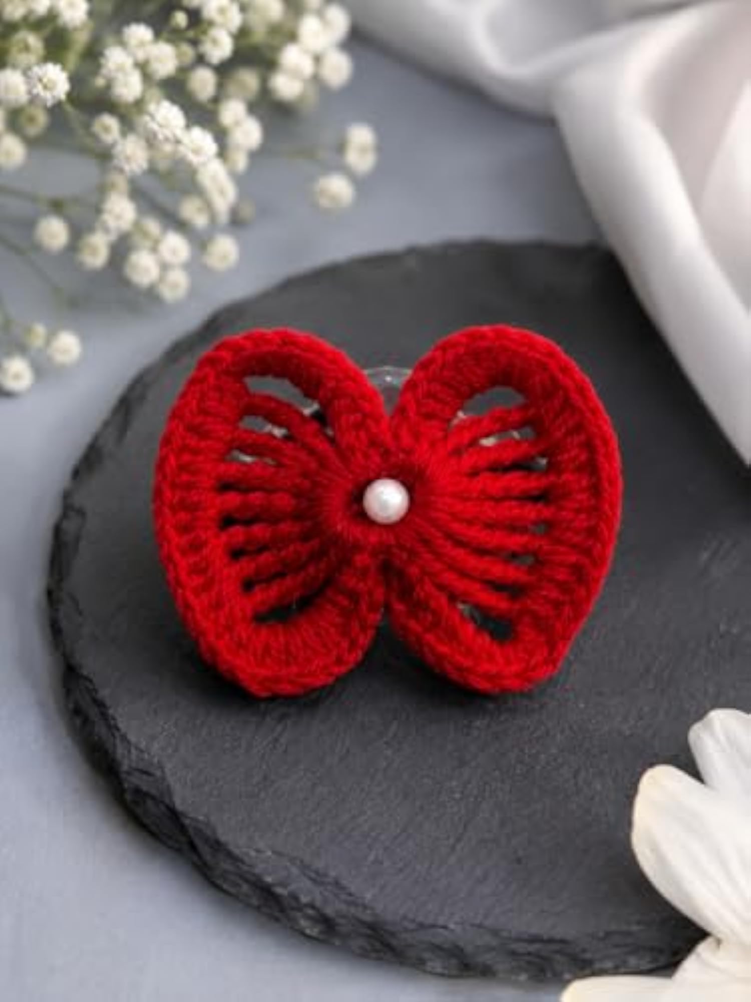 Handmade Crochet Butterfly Hair Clip for Girls, Multicolour