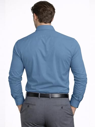 Image of FILO HEVIS Men's Shirt Regular Fit Solid Self-Cord Cotton Blended, Soft Fabric Stylish Formal Wear Man Shirt, Spread Collar Full Sleeves,(Available in Plus Size)