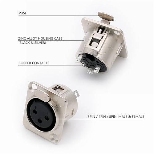 Conector XLR hembra de panel para reparar mesas de mezcla y paneles de audio, pack de 10 5