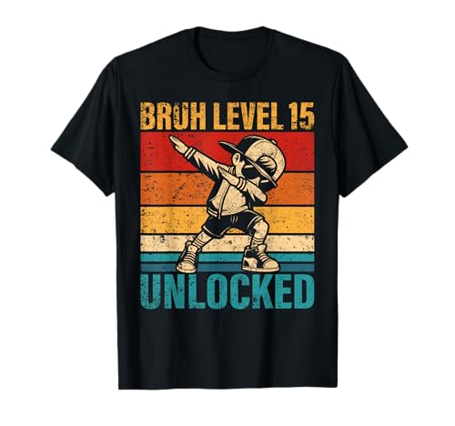 15 Años Cumpleaños Dabbing Boy Bruh Nivel 15 Desbloqueado Camiseta