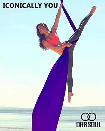 Orbsoul Aerial Silks + Yoga Hammock (Professional Grade) Includes Premium 100% Aerial Nylon Tricot Fabric Silks, Full Rigging Hardware And Easy Set-Up Guide #TOP5