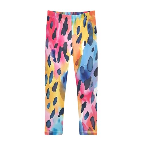 Bolaz Toddler Girls Leggings Printed Yoga Pants Leggings Watercolor Leopard Print for Kids