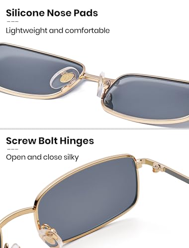 Image of Veda Tinda Vision Rectangle Sunglasses Womens Polarized Square Metal Frame Retro 90s 2000s Vintage y2k Sun Glasses for Women