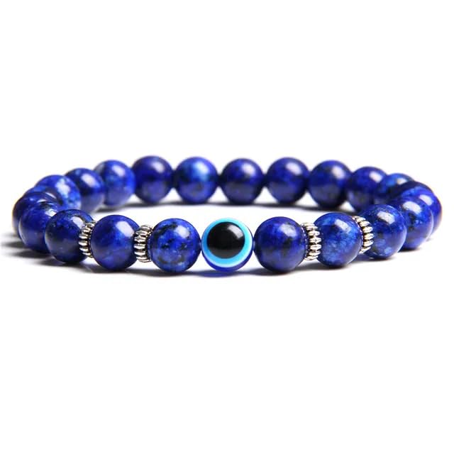 YCTTKDD Bracciale con Perline malocchio Bracciale in Pietra lavica Naturale Set Braccialetti Multistrato Donna Uomo Elastico Fatto a Mano