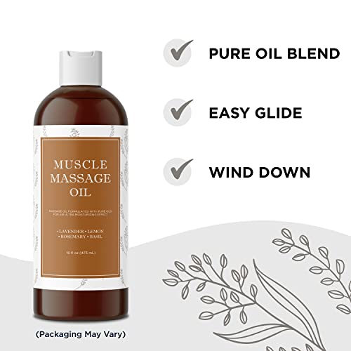 Relaxing Massage Oil For Massage Therapy - Sore Muscle Oil Massage Oil With Lavender And Rosemary Oils For Muscle Relief - Full Body Warming Massage Oil For Sore Muscles For Pro Or Home Use (16Oz) #TOP2
