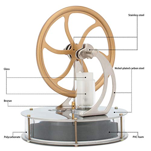 DjuiinoStar Most Classical Low Temperature Stirling Engine, Unique Coffee Timer, Best Gift Option, Educational Toy, Steam Engine Model DLTD-303
