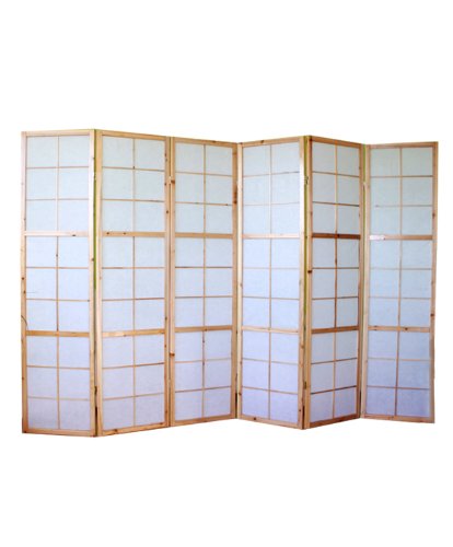 PEGANE Biombo japonés de Madera Natural Shoji de 6 Paneles