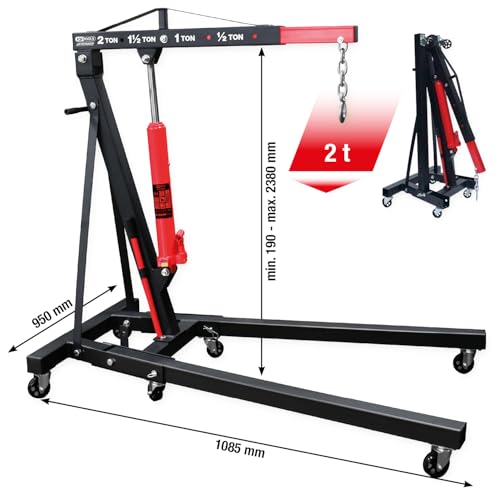 KS Tools 160.1290 Performance Werkstattkran, klappbar, 2000 kg