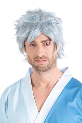 Perruque Mitsuki Chaks bleu argenté pour cosplay homme et carnaval - 2