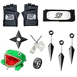 Anime Cosplay Accessoires Stirnband Konoha Halskette Konoha Anhänger Ring Handschuhe Kakashi Geldbörse Frosch Ninja Kostüm Props Unisex