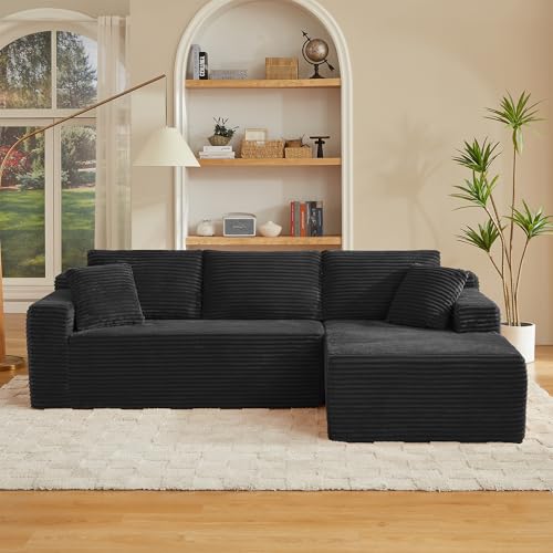 Canapé compressé convertible 3 places en forme de L - 252 cm, Canapé d'angle modulable en mousse à mémoire de forme, Canapé-lit profond avec méridienne...