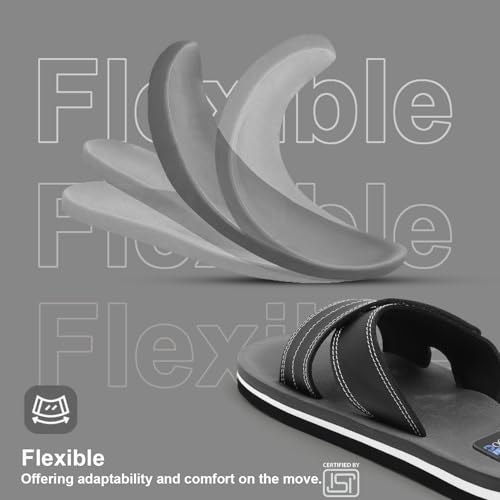 Image of Men's Comfort Slippers with Cross Strap Design | Cushioned Footbed & Shock Absorbing Sole | Lightweight Everyday Wear Slippers for Home, Office & Casual Use