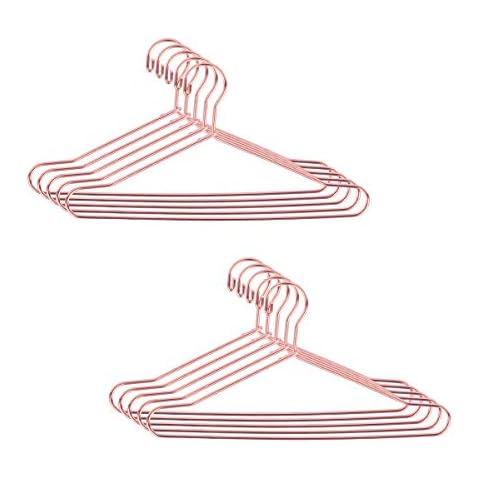 JANOU Rose Gold Dollhouse Clothes Hangers Cute Miniature Wire Clothes Stand Doll Toys Pack 10pcs Cover