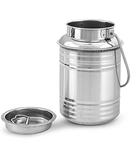 Image of bilAnca Stainless Steel Milk Storage Can 1 Liter with Lid Ghee Can Milk Pot Oil container Milk Barni Milk Dolu (1 Liter)