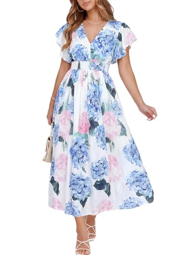 Flessibili Womens 2026 Summer Floral Maxi Dress V Neck Ruffle
