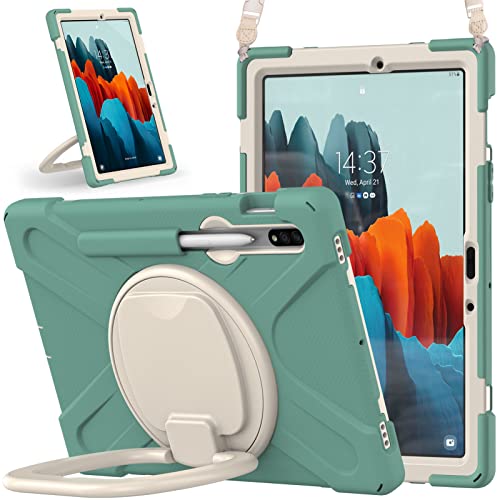 ORIbox Commute Case for Samsung Galaxy Tab S8/ Tab S7 11", Heavy Duty Rugged Protective, 3 in 1 Shockproof Bumper with 360° Ring Holder Kickstand