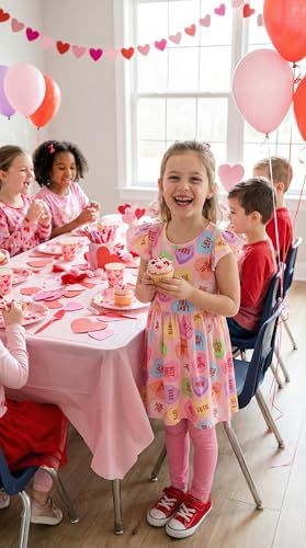 Image of Unique Baby Girls' Short Sleeve Everyday Printed Dresses for Kid and Toddler, Sizes 2T-12Y