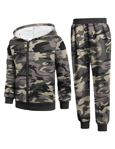 Boyoo Boys' 2 Piece Athletic Tracksuit Jogging Sets Outfit Sweatsuit Zip Up Hoodie and Active Pants for Kids 5-14 Years
