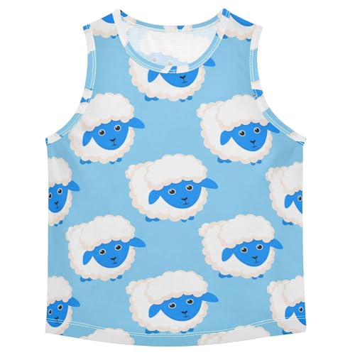 J JOYSAY Cartoon Sheep Blue Boys Tank Top Sleeveless Muscle Shirts Quick Dry Kids T-Shirts 3-15T