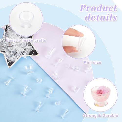 OLYCRAFT 68Pcs/4 Sets Mini Cups Keychain Kit Miniature Plastic Cups Epoxy Resin Casting Kit Mini Sundae Cups Miniature Pendant Charms for Keychain DIY Clay Resin Miniature Ice Cream Cup Jewelry Making - Image 4