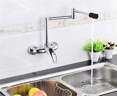 Grifo de cocina de latón plegable montado en pared giratorio 360