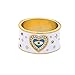 Produktbild AILUOR Damen Mode Vergoldet Weiß Emaille Evil Eye Ringe, Inspirierende Türkische Hamsa Kristall Liebe Herz Auge Charme Schutz Ringe Schmuck Größe 7 (Weiß)