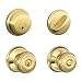 Schlage FB50N V GEO 505 B60 Single Cylinder Deadbolt and F51 Keyed Entry Georgian Knob Keyed Alike, Bright Brass finish