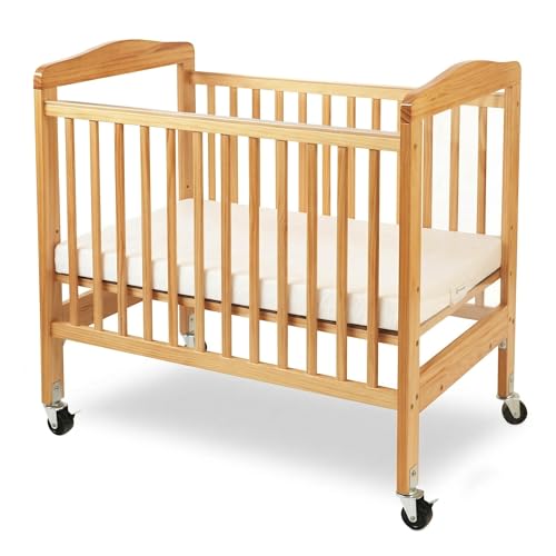L.A. Baby Wooden Crib, Portable Mini Crib with Mattress Included