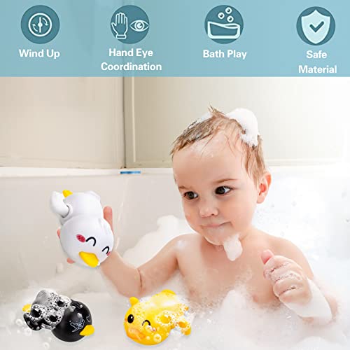 Padonise 3 Pack Baby Bath Toys For Toddlers 1-3, Swim Duck Water Bath Toys For Toddlers Boy Toys For 1 2 3 4 Year Old Girls Gifts, Wind-Up Bathtub Toys For Baby Pool Toys, Birthday Shower Gift Set #TOP2