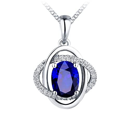 Colliers Diamant 0,85 CT Bleu Pendentif Double Croix Ovale Femme 18K