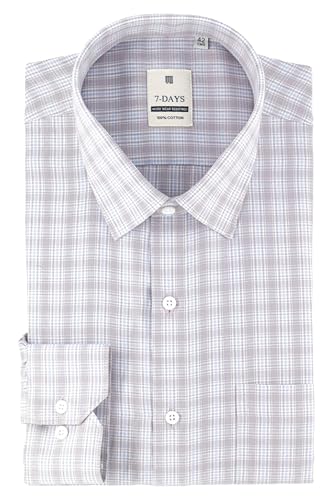Image of 7-DAYS Men's Premium Checks Formal Shirt - Cotton Rich, Regular Fit, Full Sleeve, with Pocket, Wrinkle Resistant - Stylish Office & Everyday Wear.