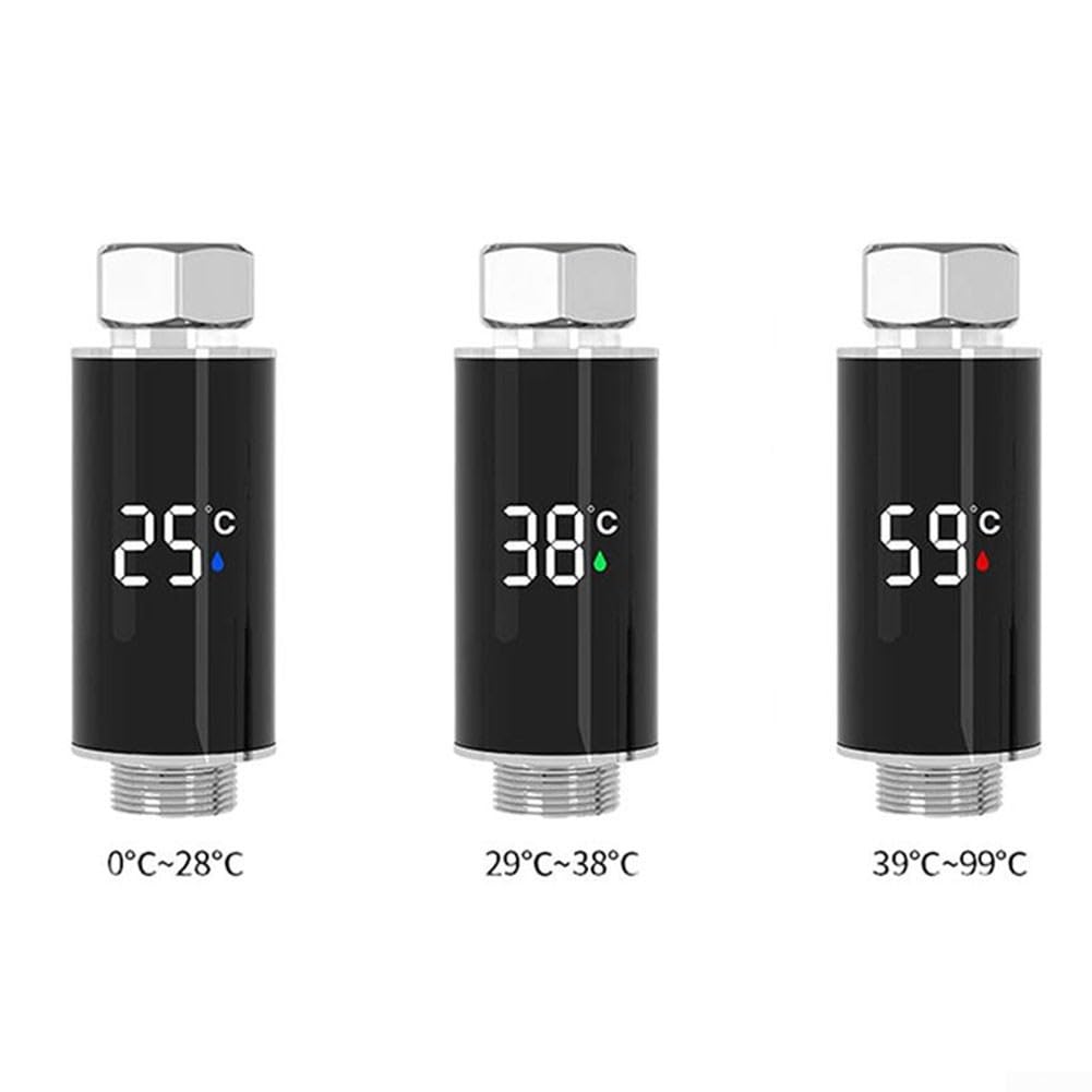 Termómetro de ducha LED con pantalla digital con lectura de temperatura en tiempo real, termostato de baño hidroeléctrico para el hogar, baño, cocina