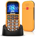 Big button Mobile Phone for Elderly, GSM Unlocked Senior Mobile Phones with 1800mAh Battery, Dual SIM Easy to Use Basic Mobile Phone With SOS Emergency Button,USB-C Cable, Charging Station (Orange)