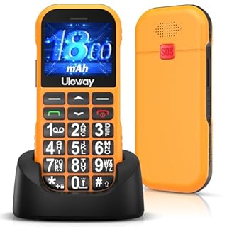 Big button Mobile Phone for Elderly, GSM Unlocked Senior Mobile Phones with 1800mAh Battery, Dual SIM Easy to Use Basic Mobile Phone With SOS Emergency Button,USB-C Cable, Charging Station (Orange)