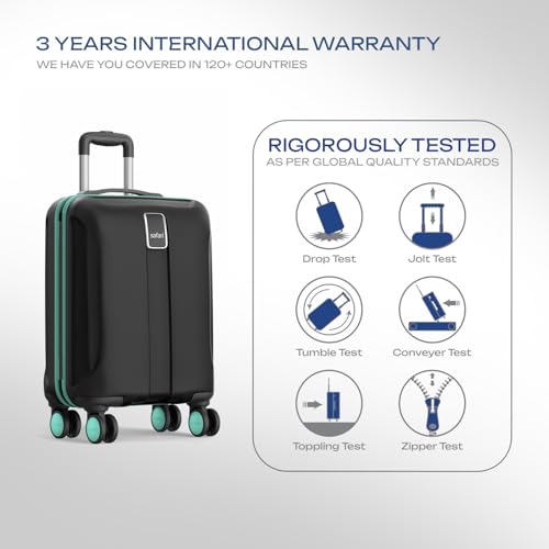 Image of Safari Cabin Thorium Neo 8 Wheels 55 Cm Small Trolley Bag Hard Case Polycarbonate 360 Degree Wheeling System Luggage, Trolley Bags for Travel, Suitcase for Travel, Black