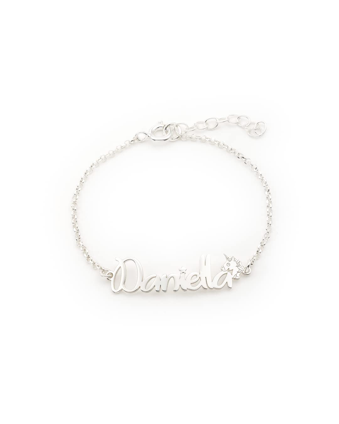 doble aroDoble Aro - Pulsera Personalizable con Nombre Unicornio en Plata de Ley | de Estilo Sofisticado | Regalo Ideal tanto para Cumpleaños, Amigas, como para el Día de la Madre