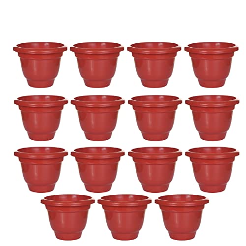 SOLIDA 10 Inch Heavy Duty Plastic Flower Pot/Plant Pot Plant Container Set/Plastic Planter Gardening Pots for Garden Balcony Indoor/Outdoor House Terracotta Color (Pack of 15) SOLIDA 10 Inch Heavy Duty Plastic Flower Pot/Plant Pot Plant Container Set/Plastic Planter Gardening Pots for Garden Balcony Indoor/Outdoor House Terracotta Color (Pack of 15)