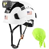 GREEN DEVIL Safety Hard Hat with Rechargeable Headlamp Light Men Vented Work Hardhat ANSI Z89.1 Approved Cascos de Construccion Ideal for Industrial Construction Helmet Liner Included