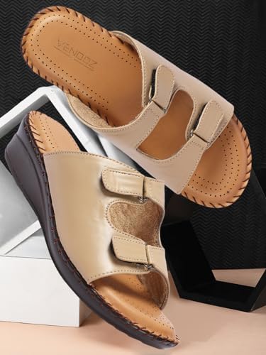 Image of Vendoz Women Doctor Sole Comfortable Beige Sandals