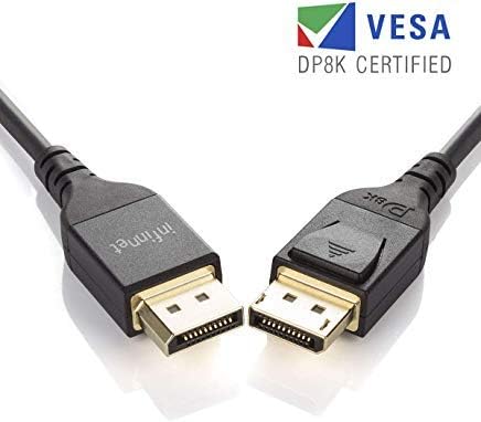 Infinnet DisplayPort 1.4 Cable 8K 60Hz, 4K 144Hz, 4K 120Hz, Slim & Flexible DisplayPort to DisplayPort Cable DP 1.4 HBR3 Cord, HDR, VESA Certified, 2 Meters (6.56 ft) Black