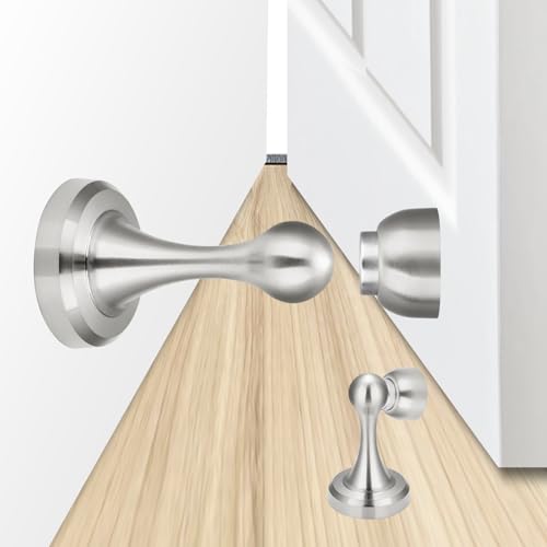 Magnetic Door Stop - Heavy Duty Door Stopper, Premium Stainless Steel, Anti-Rust, Suitable for Various Door Types, Wall & Floor Mount, 1 Pack (1, Stainless Steel)