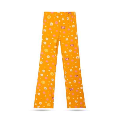 Image of T2F Girls Cotton Flared Leggings Pack of 3 | Soft Stretch Bootcut Pants for Kids | Printed Floral & Heart Designs | Multicolor Combo (2-14 Years
