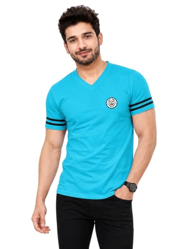 Image of Geum Men's Solid Half Sleeve V-Neck T-Shirt | Soft & Breathable Fabric | Regular Fit | Casual Everyday T-Shirt