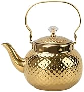 Hammered Tea Kettle, Stainless Steel Tea/Coffee Pot Loose Leaf Teapot for Tea, Milk, Coffee, 1.2L...