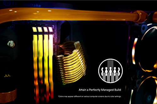 Image of LINKUP - PSU PC Power Extension Cable Metallic Sleeved Silicone Coated Soft & Flexible to Route Custom Mod GPU & CPU w /Comb Kit┃1x 24P (20+4) Motherboard ATX┃50CM 500MM - Gold