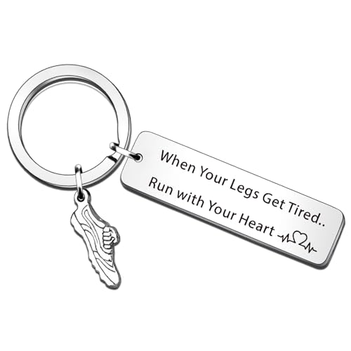 QMVMV Porta-chaves inspirador para corredores de maratona, presente para fitness, ginásio, homens, mulheres, amantes de corrida, presente de treino, exercício, presente de incentivo, prata, tamanho